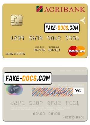 Vietnam Agribank mastercard credit card template in PSD format