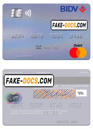 Vietnam BIDV mastercard credit card template in PSD format