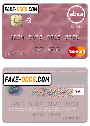 Zambia Absa Bank Zambia Plc mastercard credit card template in PSD format