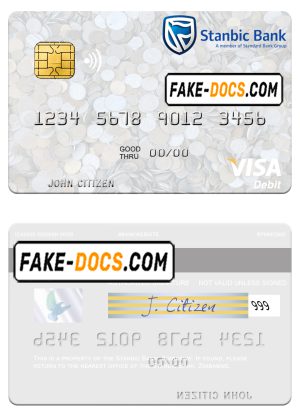 Zimbabwe Stanbic Bank visa debit card template in PSD format