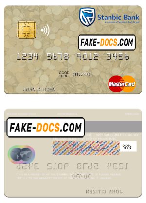 Zimbabwe Stanbic Bank mastercard credit card template in PSD format
