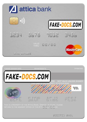 Greece Attica Bank mastercard credit card fully editable template in PSD format Greece Attica Bank mastercard credit card fully editable template in PSD format