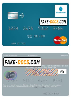 Grenada Republic Bank mastercard fully editable template in PSD format