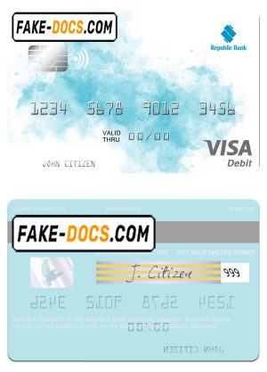 Grenada Republic Bank visa card fully editable template in PSD format