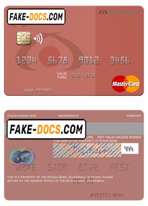 Guatemala Azteca Bank mastercard fully editable template in PSD format
