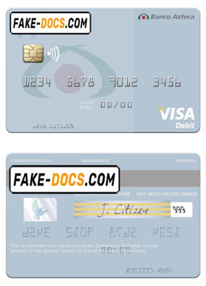 Guatemala Azteca Bank visa card fully editable template in PSD format