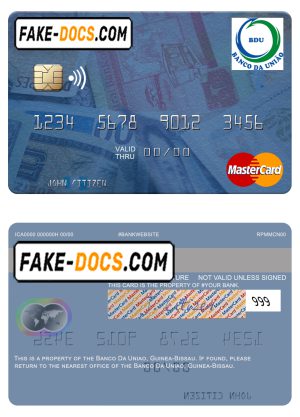 Guinea Bissau Banco Da Uniao mastercard fully editable template in PSD format