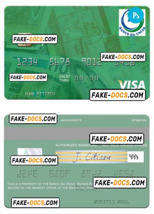 Guinea Bissau Banco Da Uniao visa card fully editable template in PSD format