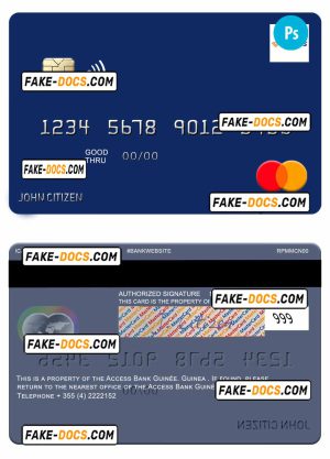 Guinea Access Bank Guinée mastercard fully editable template in PSD format