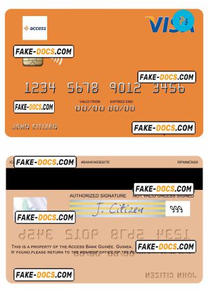 Guinea Access Bank Guinée visa card fully editable template in PSD format
