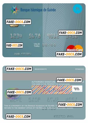 Guinea Banque Islmaique de Guinée mastercard credit card fully editable template in PSD format
