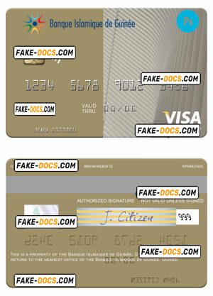 Guinea Banque Islmaique de Guinée visa card fully editable template in PSD format