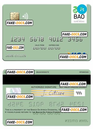 Guinea Bissau Banco Da Africa Ocidental visa card fully editable template in PSD format