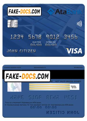Azerbaijan ATA bank visa credit card template in PSD format