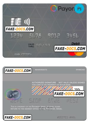 USA Payoneer mastercard credit card PSD template