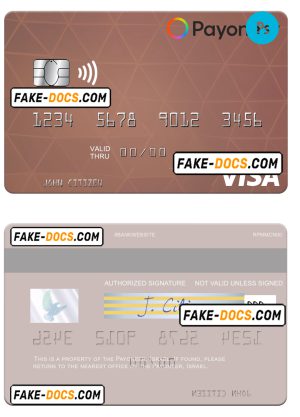 USA Payoneer visa credit card PSD template