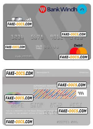 Namibia Bank Windhoek Limited mastercard credit card, fully editable template in PSD format Namibia Bank Windhoek Limited mastercard credit card, fully editable template in PSD format