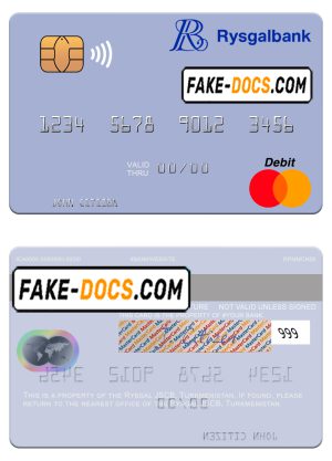 Turkmenistan Rysgal JSCB mastercard template in PSD format
