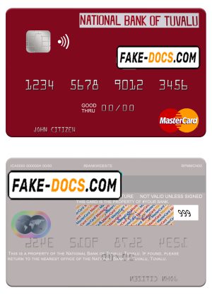 Tuvalu National Bank of Tuvalu mastercard template in PSD format
