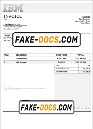 USA IBM invoice template in Word and PDF format, fully editable USA IBM invoice template in Word and PDF format, fully editable