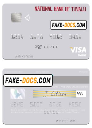 Tuvalu National Bank of Tuvalu visa debit card template in PSD format
