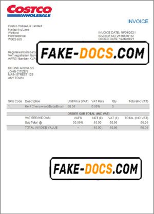 USA Costco invoice template in Word and PDF format, fully editable USA Costco invoice template in Word and PDF format, fully editable