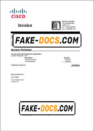 USA Cisco invoice template in Word and PDF format, fully editable USA Cisco invoice template in Word and PDF format, fully editable