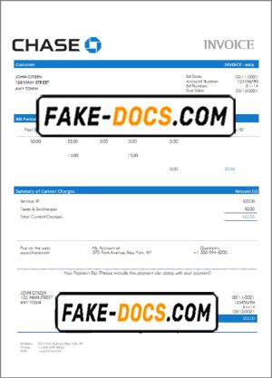 USA Chase invoice template in Word and PDF format, fully editable