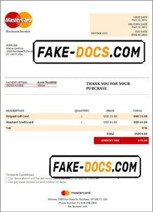 USA MasterCard invoice template in Word and PDF format, fully editable USA MasterCard invoice template in Word and PDF format, fully editable