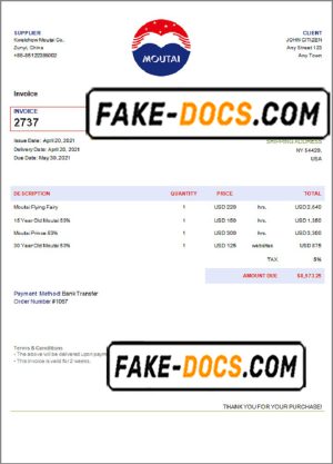 USA Moutai invoice template in Word and PDF format, fully editable USA Moutai invoice template in Word and PDF format, fully editable