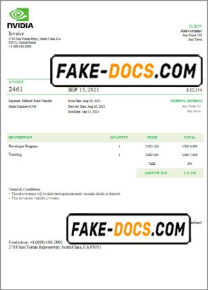 USA Nvidia invoice template in Word and PDF format, fully editable USA Nvidia invoice template in Word and PDF format, fully editable