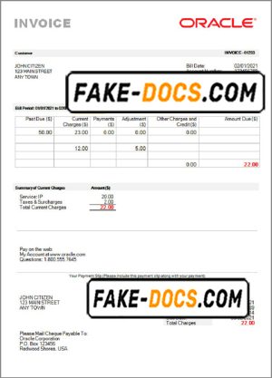 USA Oracle invoice template in Word and PDF format, fully editable USA Oracle invoice template in Word and PDF format, fully editable