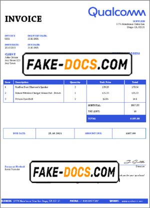 USA Qualcomm invoice template in Word and PDF (.doc and .pdf) format USA Qualcomm invoice template in Word and PDF (.doc and .pdf) format