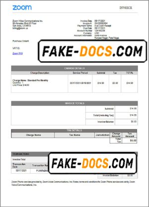 USA Zoom invoice template in Word and PDF (.doc and .pdf) format USA Zoom invoice template in Word and PDF (.doc and .pdf) format