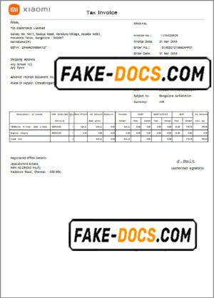 USA Xiaomi invoice template in Word and PDF (.doc and .pdf) format USA Xiaomi invoice template in Word and PDF (.doc and .pdf) format