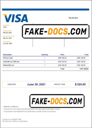 USA Visa invoice template in Word and PDF format, fully editable USA Visa invoice template in Word and PDF format, fully editable