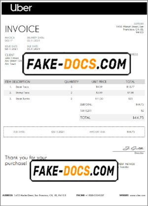 USA Uber invoice template in Word and PDF format, fully editable USA Uber invoice template in Word and PDF format, fully editable