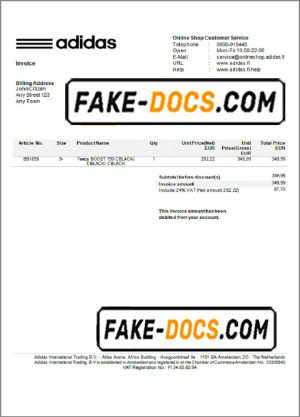 USA Adidas invoice template in Word and PDF format, fully editable USA Adidas invoice template in Word and PDF format, fully editable