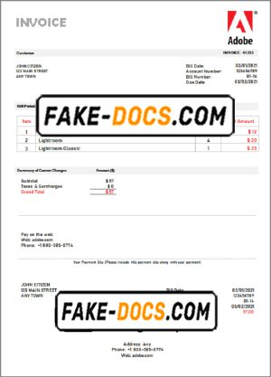 USA Adobe invoice template in Word and PDF format, fully editable USA Adobe invoice template in Word and PDF format, fully editable