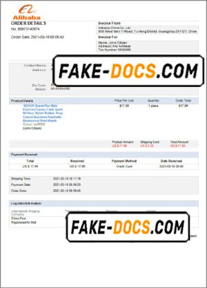 USA Alibaba invoice template in Word and PDF format, fully editable USA Alibaba invoice template in Word and PDF format, fully editable