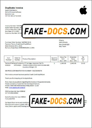 USA Apple invoice template in Word and PDF format, fully editable USA Apple invoice template in Word and PDF format, fully editable