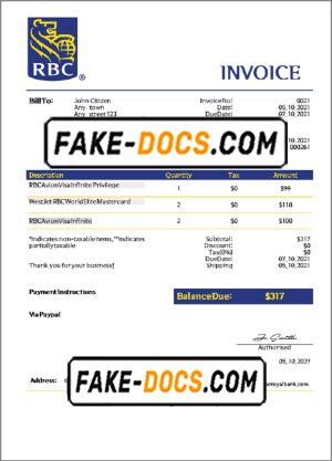 USA RBC invoice template in Word and PDF format, fully editable USA RBC invoice template in Word and PDF format, fully editable