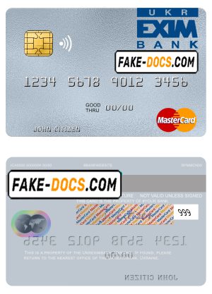 Ukraine Ukreximbank mastercard template in PSD format