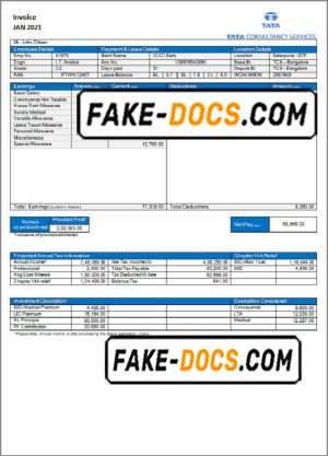 USA Tata Consulting Services invoice template in Word and PDF format, fully editable USA Tata Consulting Services invoice template in Word and PDF format, fully editable