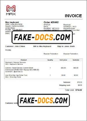 USA Max Keyboard Company invoice template in Word and PDF format, fully editable USA Max Keyboard Company invoice template in Word and PDF format, fully editable