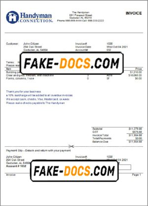 USA Handyman Home Service Company invoice template in Word and PDF format, fully editable USA Handyman Home Service Company invoice template in Word and PDF format, fully editable