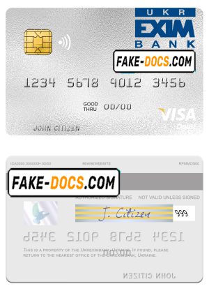 Ukraine Ukreximbank visa debit card template in PSD format