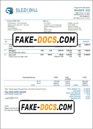 India Sleek Bill invoicing software company invoice template in Word and PDF format, fully editable