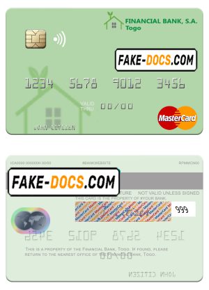 Togo Financial Bank mastercard template in PSD format Togo Financial Bank mastercard template in PSD format
