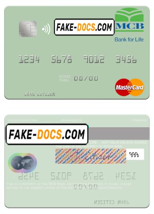 United Arab Emirates MCB Bank mastercard template in PSD format